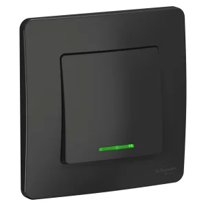 Systeme Electric Blanca внутр Антрацит Переключатель 1-клавишный с подсветкой, 10А, 250B