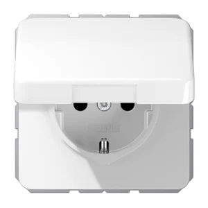 JUNG CD 500/CD plus Бел Розетка SCHUKO с крышкой, авт.зажим, бел.