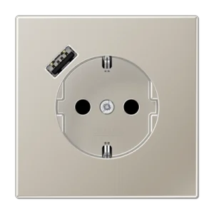 JUNG Розетка SCHUKO® с USB-зарядным устройством, тип А термопласт нержавеющая сталь