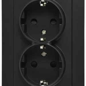 Jasmart G Черный матовый Розетка с/з двойная со шторками 16A 250V~