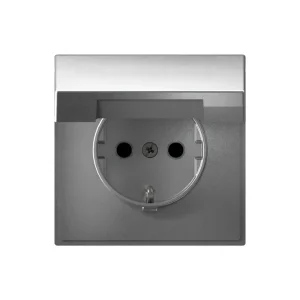 Systeme Electric ArtGallery Алюминий Розетка с заземл. со шторк. с крышк., 16А, IP20, механизм, быстрозажим. клем.