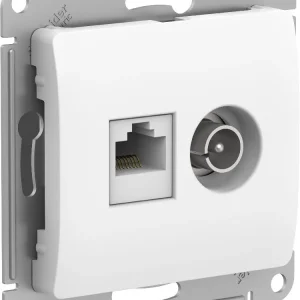 Systeme Electric Glossa Белый Розетка двойная TV + компьютерная RJ45, кат. 5Е