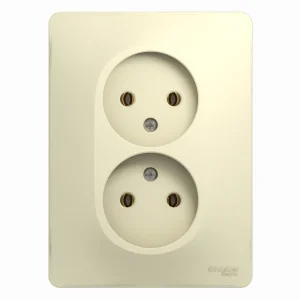 Systeme Electric Glossa Беж Розетка 2-я б/з (в сборе с рамкой)