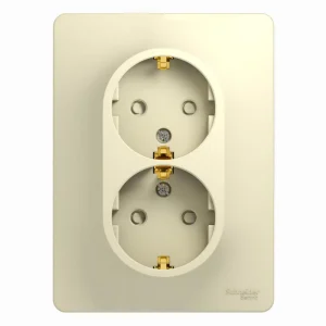 Systeme Electric Glossa Беж Розетка 2-я с/з со шторками (в сборе с рамкой)
