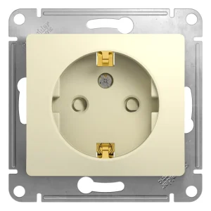 Systeme Electric Glossa Беж Розетка с/з со шторками