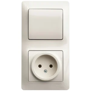 Systeme Electric Glossa Беж Блок: розетка и 1-кл. выключатель
