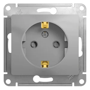 Systeme Electric Glossa Алюминий Розетка с/з со шторками