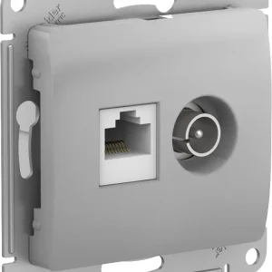 Systeme Electric Glossa Алюминий Розетка двойная TV + компьютерная RJ45, кат. 5Е