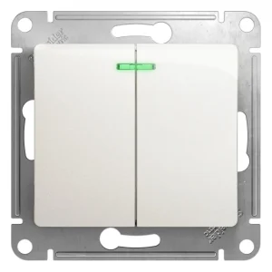 Systeme Electric Glossa Перламутр Выключатель 2-клавишный с подсветкой сх.5а, 10АХ