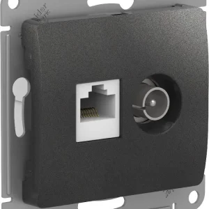 Systeme Electric Glossa Антрацит Розетка двойная TV + компьютерная RJ45, кат. 5Е