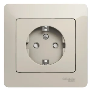 Systeme Electric Glossa Молочный Розетка с/з со шторками (в сборе)