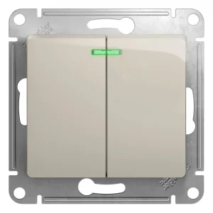 Systeme Electric Glossa Молочный Выключатель 2-клавишный с подсветкой, сх.5а, 10AX