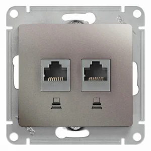 Systeme Electric Glossa Платина Розетка 2-ая компьютерная RJ45+RJ45, кат.5E