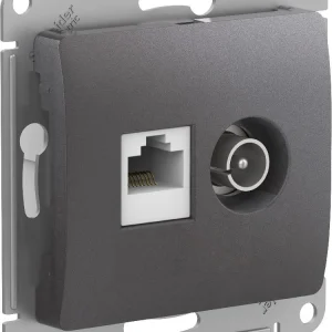 Systeme Electric Glossa Графит Розетка двойная TV + компьютерная RJ45, кат. 5Е