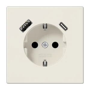 JUNG Слоновая кость Розетка SCHUKO® с USB-зарядным устройством тип A + тип С термопласт
