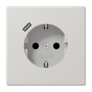 JUNG Розетка SCHUKO® с USB-зарядным устройством тип С термопласт светло-серый