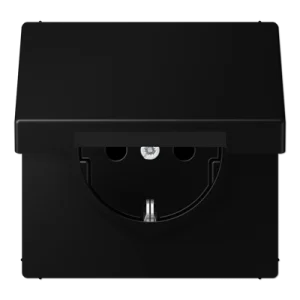 JUNG LS 990 Черный матовый Розетка с защитой от детей, с крышкой, SCHUKO