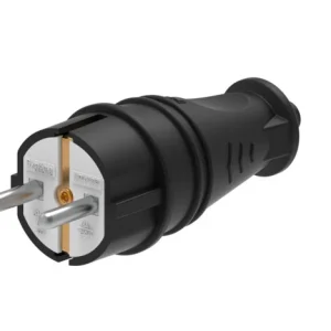 Systeme Electric MultiSet Черная Вилка 2К+З прямая каучуковая 16А/250В IP44