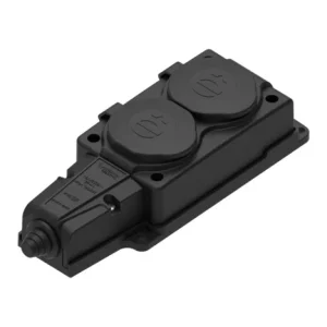 Systeme Electric MultiSet Черная Колодка 2х розетка 2К+З каучуковая 16А/250В IP44