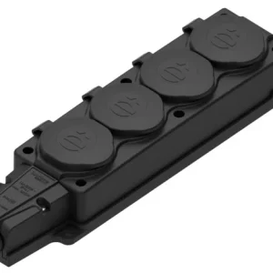 Systeme Electric MultiSet Черная Колодка 4х розетка 2К+З каучуковая 16А/250В IP44