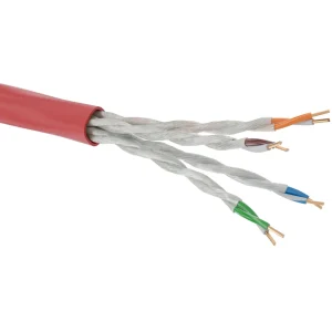 DKC Кабель витая пара, неэкранированный U/UTP, категория 5e, 4 пары (24 AWG), однопроволочный (solid), нг(А)-FRHF, внутренний, -25°C - +70°C, красный
