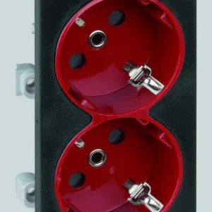 Simon Connect Графит/Красная Розетка двойная, 2к+з Schuko, 16А, 250В, Cima-модуль 52x108 мм