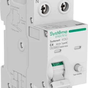 Systeme Electric Systeme9 Авт. выкл. диф. тока (АВДТ) 1P+N C 4A 6kA 30мА Тип-AC 230В