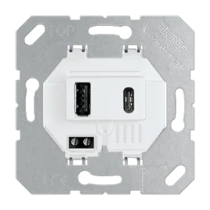 JUNG USB-зарядное устройство, Белый, USB тип А + USB тип С, выходной ток 3000 mA универсальные встраиваемые механизмы
