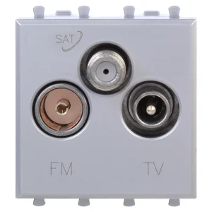 DKC Avanti Розетка TV-FM-SAT модульная, "Закаленная сталь", 2 модуля