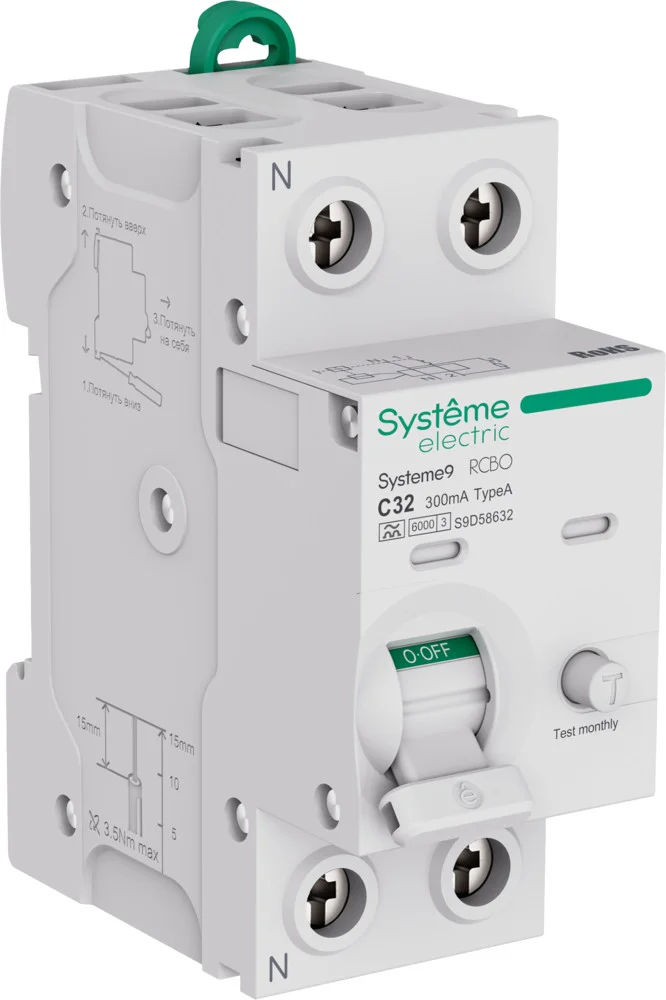 Systeme Electric Systeme9 Авт. выкл. диф. тока (АВДТ) 1P+N C 32A 6kA 300мА Тип-A 230В